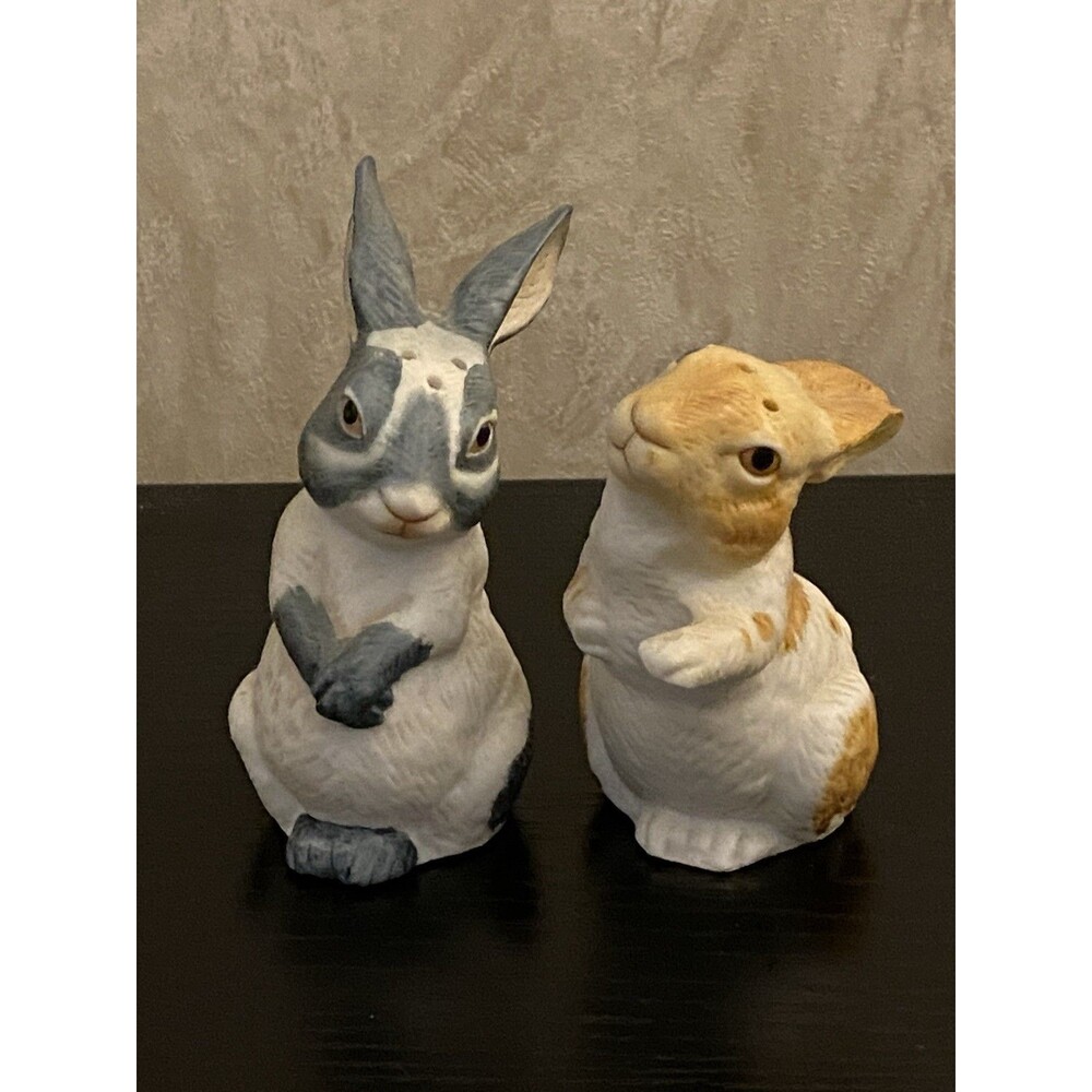 Vintage Franklin Mint bunny rabbit salt and pepper shakers 1987 Noah's ark
